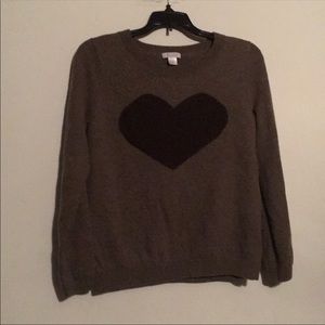 Garnet Hill 2 tone brown heart sweater